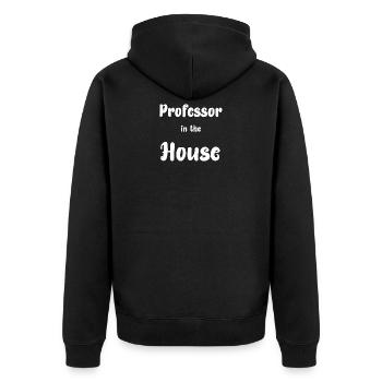 Professor in the House - Unisex Premium Bio Zip Hoodie - Schwarz - Hinten - Nico (187cm)