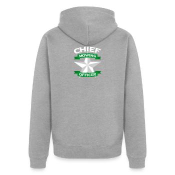 Tondre tondeuse à gazon Jardinier drôle - Veste à capuche bio Premium Unisexe - gris chiné - Dos - Nico (187cm)