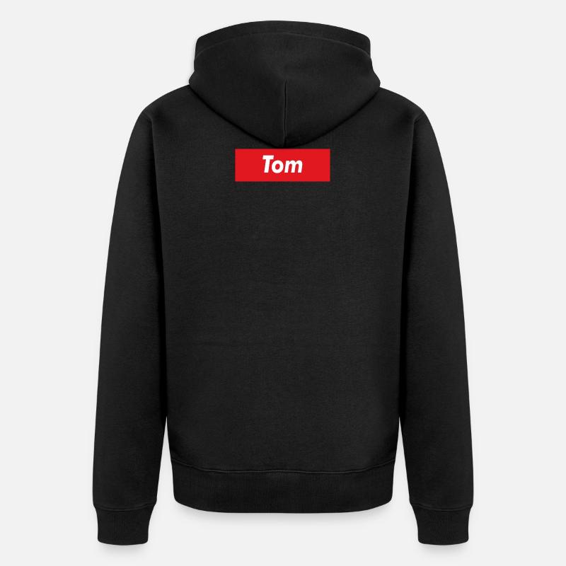 Tom bande rouge - Veste à capuche bio Premium Unisexe - noir
