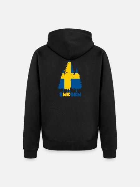 Sverige - Premium økologisk unisex-hættejakke - sort