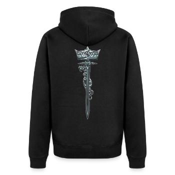 sword krown - Unisex Premium Organic Zip Hoodie - black - Back - Nico (187cm)
