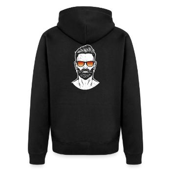 Hipster Mann Vintage Sonnenbrille - Unisex Premium Bio Zip Hoodie - Schwarz - Hinten - Nico (187cm)