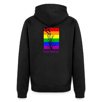 A life in harmony - Unisex Premium Organic Zip Hoodie - black - Back - Nico (187cm)