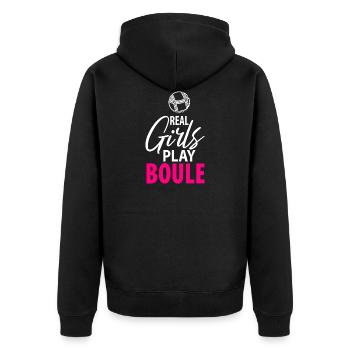 Pétanque Pétanque Pétanque Pétanque Femmes Femmes Filles - Veste à capuche bio Premium Unisexe - noir - Dos - Nico (187cm)