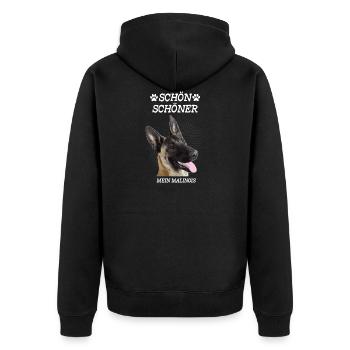 Schön Schöner Mein Malinois - Unisex Premium Bio Zip Hoodie - Schwarz - Hinten - Nico (187cm)