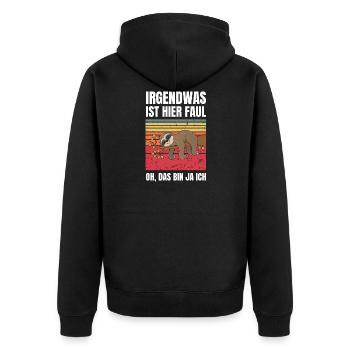 Lustig Faultier Retro Geschenk - Unisex Premium Bio Zip Hoodie - Schwarz - Hinten - Nico (187cm)