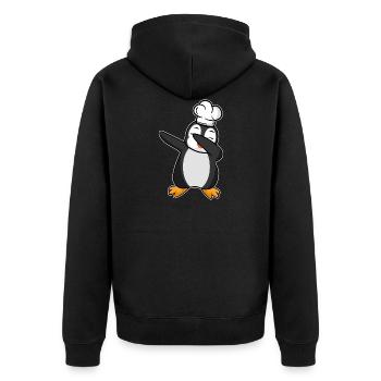 dab dabbing penguin cook winter banquet funny - Unisex Premium Organic Zip Hoodie - black - Back - Nico (187cm)