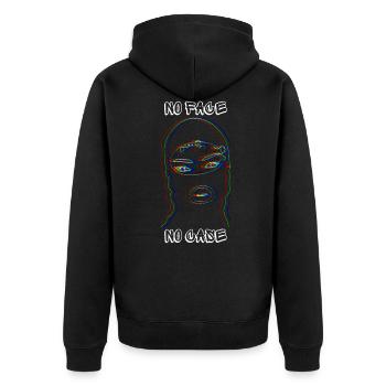 No face no problem - Unisex Premium Organic Zip Hoodie - black - Back - Nico (187cm)