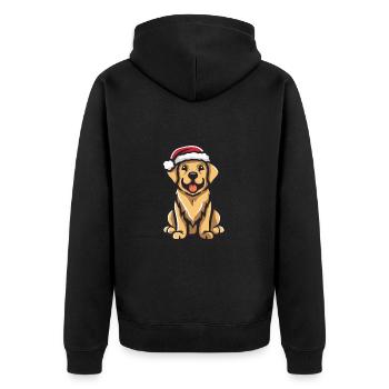 Golden Retriever Hund Weihnachten Lustig - Unisex Premium Bio Zip Hoodie - Schwarz - Hinten - Nico (187cm)