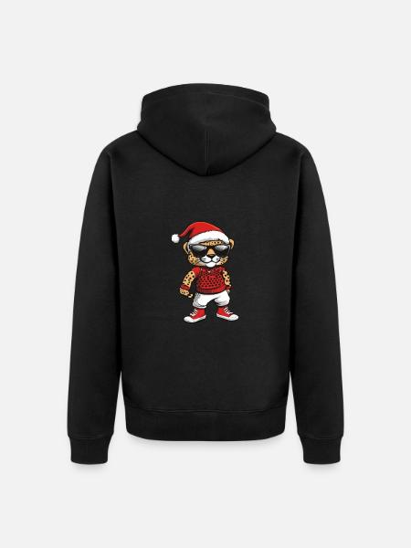 Noël guépard Noël - Veste à capuche bio Premium Unisexe - noir