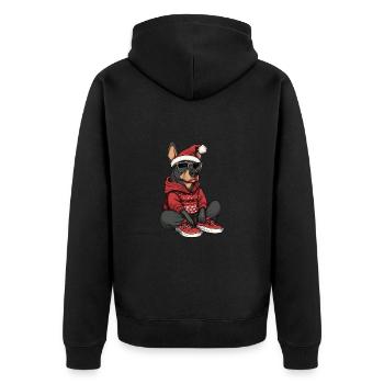 Doberman Chien Noël Noël - Veste à capuche bio Premium Unisexe - noir - Dos - Nico (187cm)