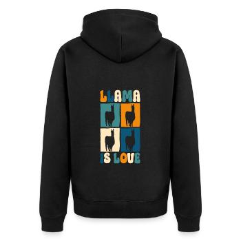 Llama Nutztier Südamerika Sanft - Unisex Premium Bio Zip Hoodie - Schwarz - Hinten - Nico (187cm)