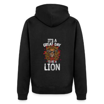König Rudel Stolz - Unisex Premium Bio Zip Hoodie - Schwarz - Hinten - Nico (187cm)
