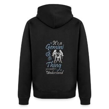 Sternzeichen Astrologie Luft Aszendent - Unisex Premium Bio Zip Hoodie - Schwarz - Hinten - Nico (187cm)