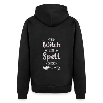 Hexe Halloween - Unisex Premium Bio Zip Hoodie - Schwarz - Hinten - Nico (187cm)