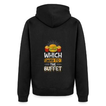Essen Köstlich Auswahl - Unisex Premium Bio Zip Hoodie - Schwarz - Hinten - Nico (187cm)