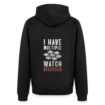Uhr Uhrzeit Luxusuhren Wertvoll - Unisex Premium Bio Zip Hoodie - Schwarz - Hinten - Nico (187cm)