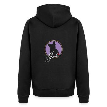 Yorkshire Terrier in colored circle with red heart - Unisex Premium Organic Zip Hoodie - black - Back - Nico (187cm)