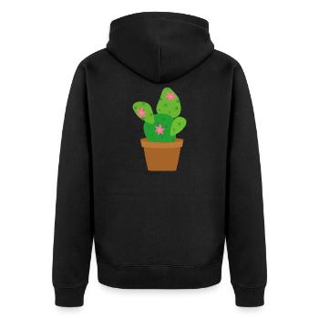 Kaktus - Unisex Premium Bio Zip Hoodie - Schwarz - Hinten - Nico (187cm)
