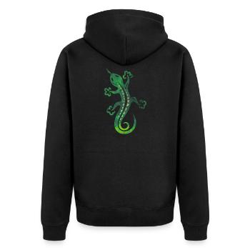 Green lizard, tribal and tattoo style. - Unisex Premium Organic Zip Hoodie - black - Back - Nico (187cm)