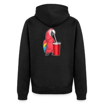 Papagei Becher to go - Unisex Premium Bio Zip Hoodie - Schwarz - Hinten - Nico (187cm)