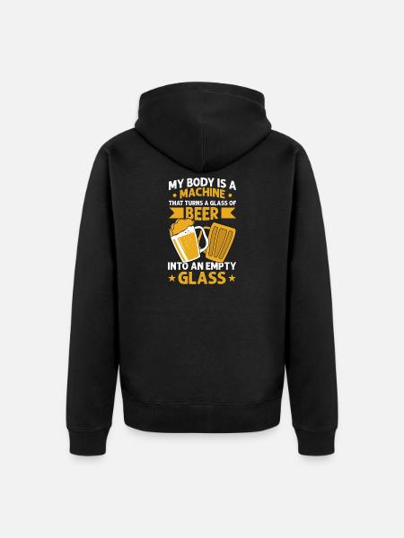 My body is a machine - Unisex Premium Bio Zip Hoodie - Schwarz