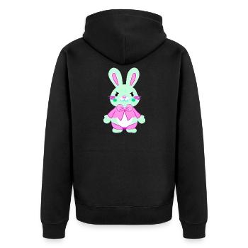 niedlcher Osterhase - Unisex Premium Bio Zip Hoodie - Schwarz - Hinten - Nico (187cm)