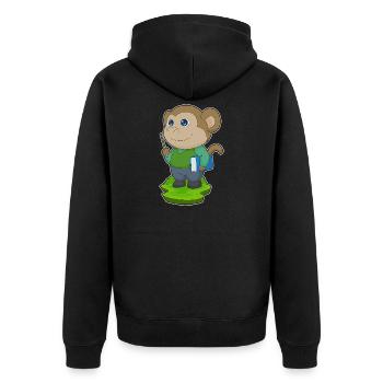 Monkey Teacher Book School - Unisex Premium Organic Zip Hoodie - black - Back - Nico (187cm)