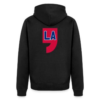 COMMA LA, CAMALA HARRIS FOR PRESIDENT 2024 - Unisex Premium Organic Zip Hoodie - black - Back - Nico (187cm)