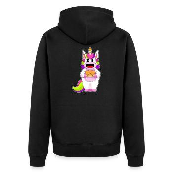 Einhorn Geburtstag Kuchen - Unisex Premium Bio Zip Hoodie - Schwarz - Hinten - Nico (187cm)