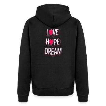 Liebe Hoffnung Traum Neon Herz Design - Unisex Premium Bio Zip Hoodie - Schwarz - Hinten - Nico (187cm)