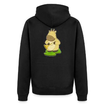 Giraffe Musiker Trompete Musik - Unisex Premium Bio Zip Hoodie - Schwarz - Hinten - Nico (187cm)