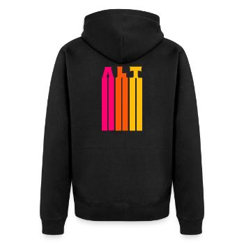 Chor - Alt Stimme Retro Streifen - Unisex Premium Bio Zip Hoodie - Schwarz - Hinten - Nico (187cm)