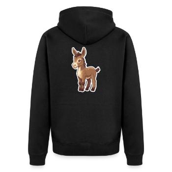 Esel - Unisex Premium Bio Zip Hoodie - Schwarz - Hinten - Nico (187cm)