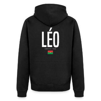 Leo Burkina Faso - Unisex Premium Organic Zip Hoodie - black - Back - Nico (187cm)