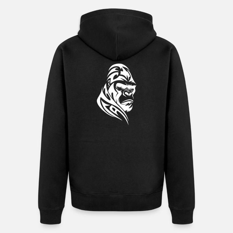 Gorille Silverback Tribal Tattoo - Veste à capuche bio Premium Unisexe - noir