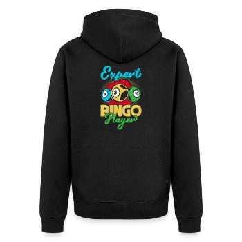 Bingo Game Expert Player Bingo - Unisex Premium Bio Zip Hoodie - Schwarz - Hinten - Nico (187cm)