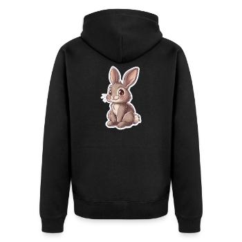 Hase - Unisex Premium Bio Zip Hoodie - Schwarz - Hinten - Nico (187cm)