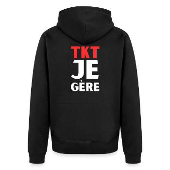 TKT Je Gère Tee Shirt Drôle et Confiant - Veste à capuche bio Premium Unisexe - noir - Dos - Nico (187cm)