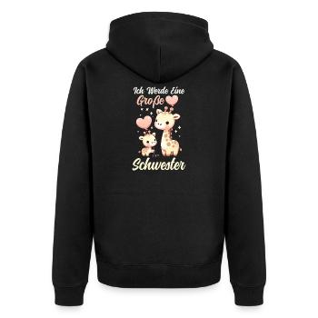 Ich Werde Große Schwester Giraffen Geschwisterkind - Unisex Premium Bio Zip Hoodie - Schwarz - Hinten - Nico (187cm)