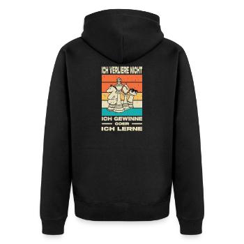 Schachspieler Geschenke Schach Zubehör Schachbrett - Unisex Premium Bio Zip Hoodie - Schwarz - Hinten - Nico (187cm)