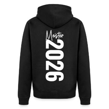 Meister 2026 - Unisex Premium Bio Zip Hoodie - Schwarz - Hinten - Nico (187cm)