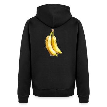 Banane Aquarell - Unisex Premium Bio Zip Hoodie - Schwarz - Hinten - Nico (187cm)