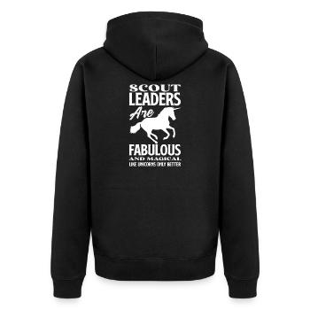 Scout Leader Are Fabulous Funny Scouting Unicorn - Unisex Premium Bio Zip Hoodie - Schwarz - Hinten - Nico (187cm)