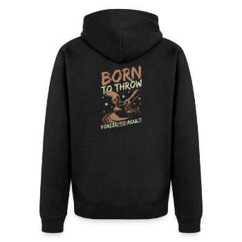 Gifts For Pottery Makers Born To Throw Pottery - Unisex Premium Bio Zip Hoodie - Schwarz - Hinten - Nico (187cm)