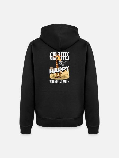 Giraffes make me happy - Unisex Premium Organic Zip Hoodie - black