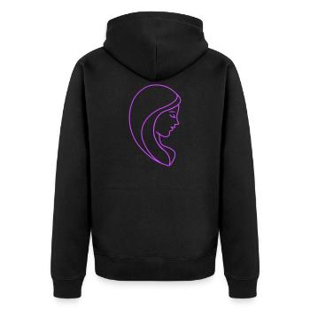 Frau Portrait - Unisex Premium Bio Zip Hoodie - Schwarz - Hinten - Nico (187cm)