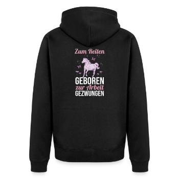 Reiten Pferdeliebhaber Reiterhof Pferde - Unisex Premium Bio Zip Hoodie - Schwarz - Hinten - Nico (187cm)