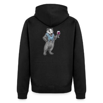 Dachs Rotwein - Unisex Premium Bio Zip Hoodie - Schwarz - Hinten - Nico (187cm)