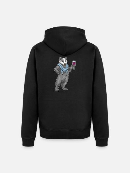 Dachs Rotwein - Unisex Premium Bio Zip Hoodie - Schwarz